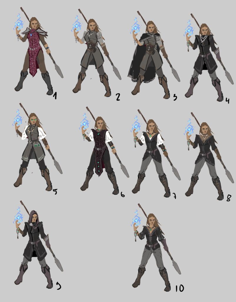 Costume designs of the sorceress